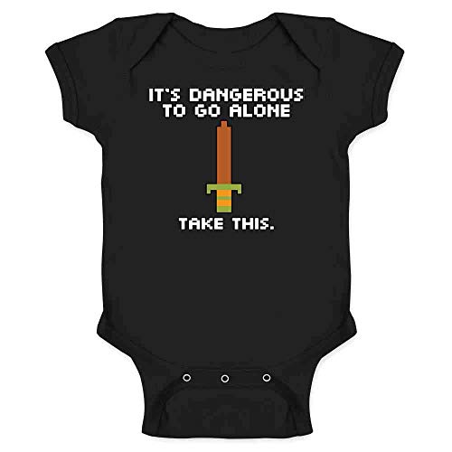Pop Threads It's Dangerous to Go Alone Take This 8 Bit Gaming Black 6M Infant Bodysuit