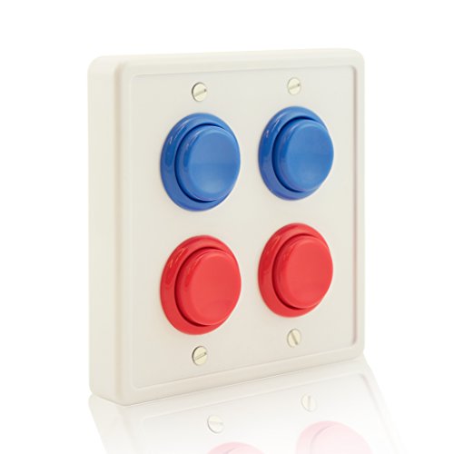 Arcade Light Switch Plate Cover, (White/Red Red,Blue Blue) Double Switch