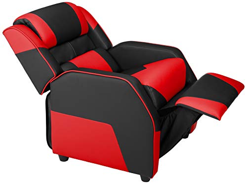 Kids/Youth Gaming Recliner with Headrest and Back Pillow, 5+ Age Group, Black and Red
