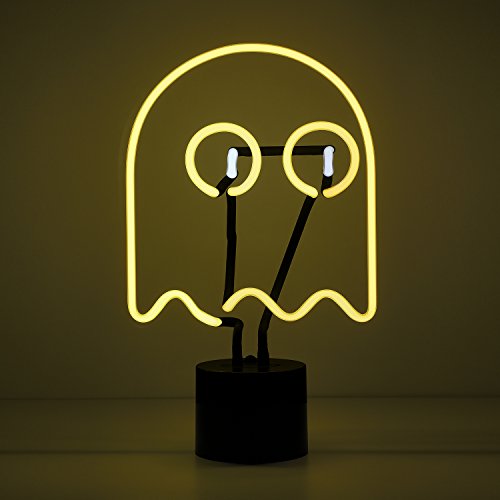 Amped & Co Neon Ghost Desk Light, Real Neon, Yellow and White, Large 14 x 9 inches