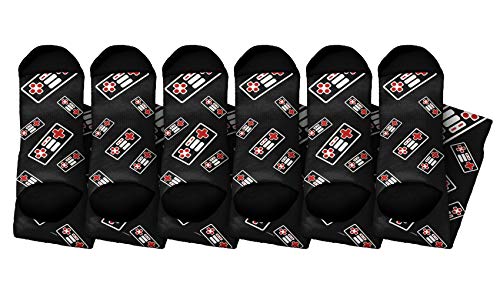 Retro Gamepad Socks: 8-Bit Gamer Girl Crew - 6 Pairs
