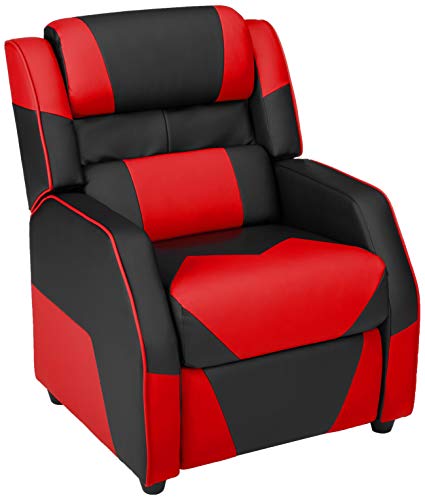 Kids/Youth Gaming Recliner with Headrest and Back Pillow, 5+ Age Group, Black and Red