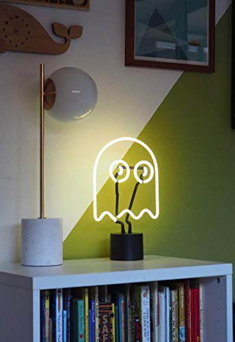 Amped & Co Neon Ghost Desk Light, Real Neon, Yellow and White, Large 14 x 9 inches