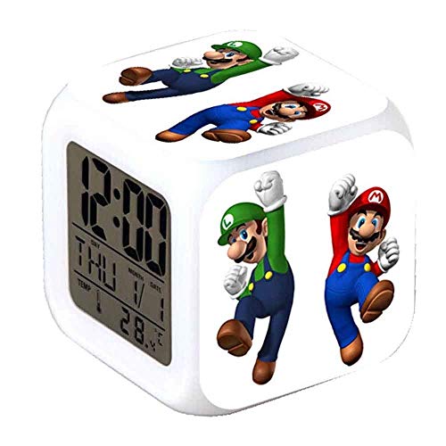ASLNSONG Super Mario Bros 7 Colors Change Digital Alarm Clock