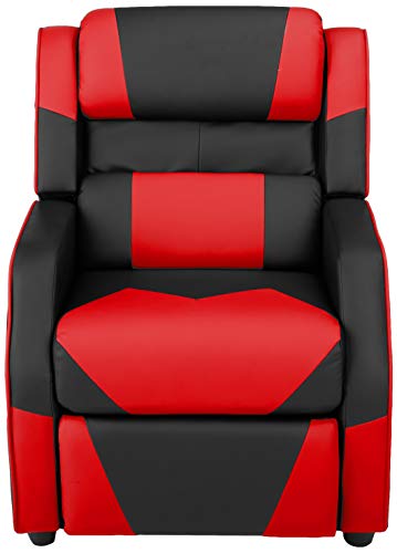 Kids/Youth Gaming Recliner with Headrest and Back Pillow, 5+ Age Group, Black and Red