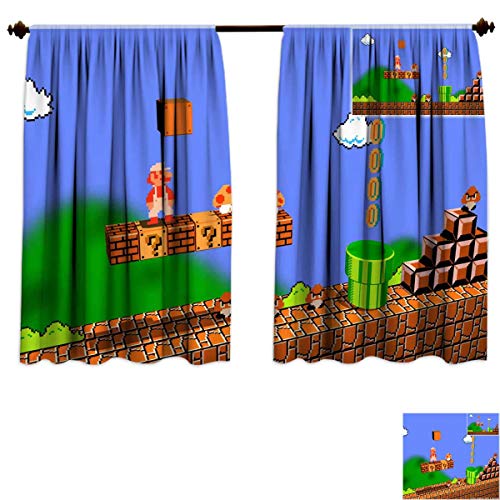 Darlene Harts Super_Mario_Bros_3D_by_Kritter5X Window Curtains 2 Panel 45 Inch Lenght Baby Window Shade for Girl Bedroom 55x45 Inch