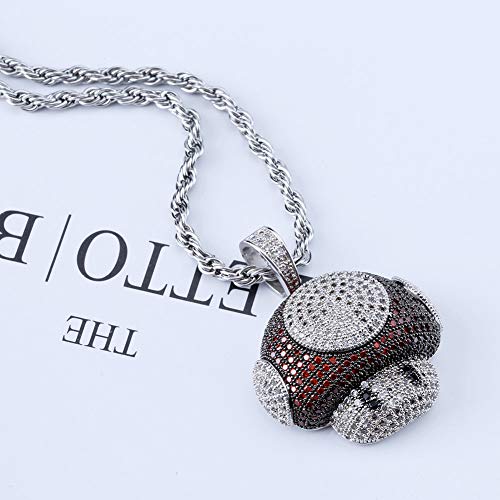TOPGRILLZ Iced Out Simulated Lab Diamond Super Marie Mellow Mushroom Teddy Bear Pendant
