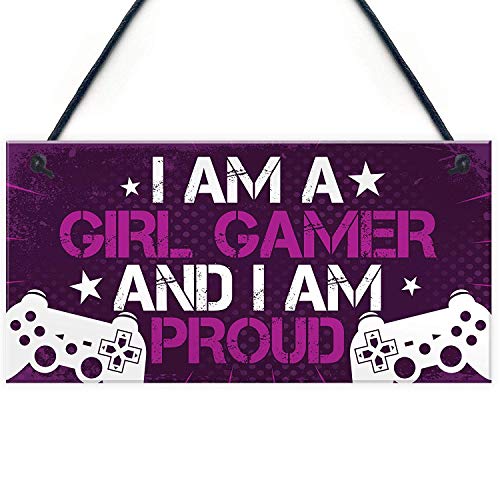 Aianhe I am A Girl Gamer and I am Proud Wood Signs Gifts for Girl Women