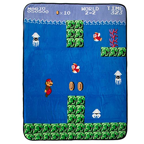 Bioworld Super Mario Video Game Fleece Throw Fan Accessory