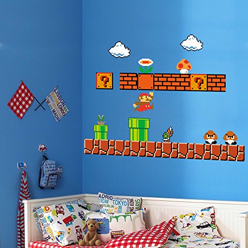HomeEvolution Giant Super Mario Build a Scene Peel and Stick Wall Decals