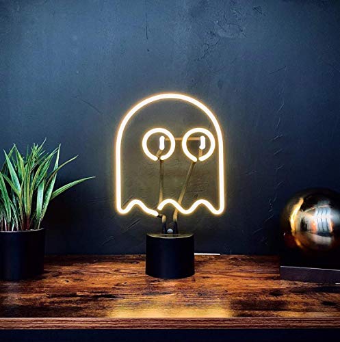 Amped & Co Neon Ghost Desk Light, Real Neon, Yellow and White, Large 14 x 9 inches
