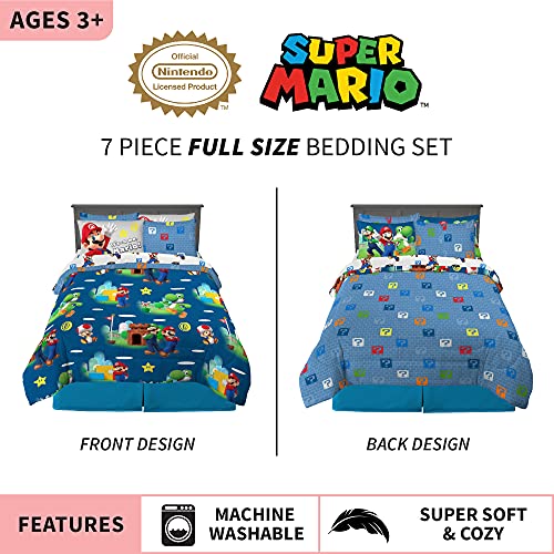 Mario-Themed Full Size 7-Piece Bedding Set