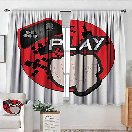 Elliot Dorothy Bedroom Curtains Gamer,Gaming Illustration with Play Quote