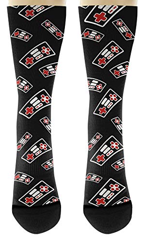 Retro Gamepad Socks: 8-Bit Gamer Girl Crew - 6 Pairs