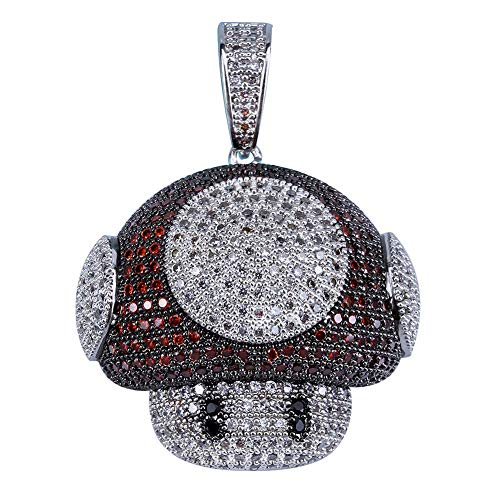 TOPGRILLZ Iced Out Simulated Lab Diamond Super Marie Mellow Mushroom Teddy Bear Pendant