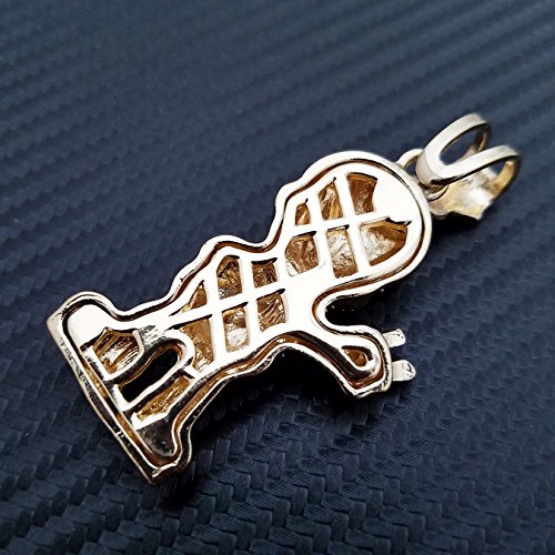 BLINGFACTORY Men's 14K Gold Plated Hip Hop Super Mario Pendant & 1 Row 18"