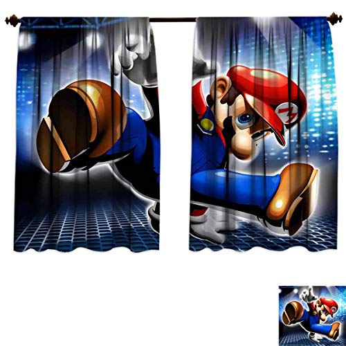 Black Out Insulation Curtains 45 Inch Lenght Super Mario 3D Background