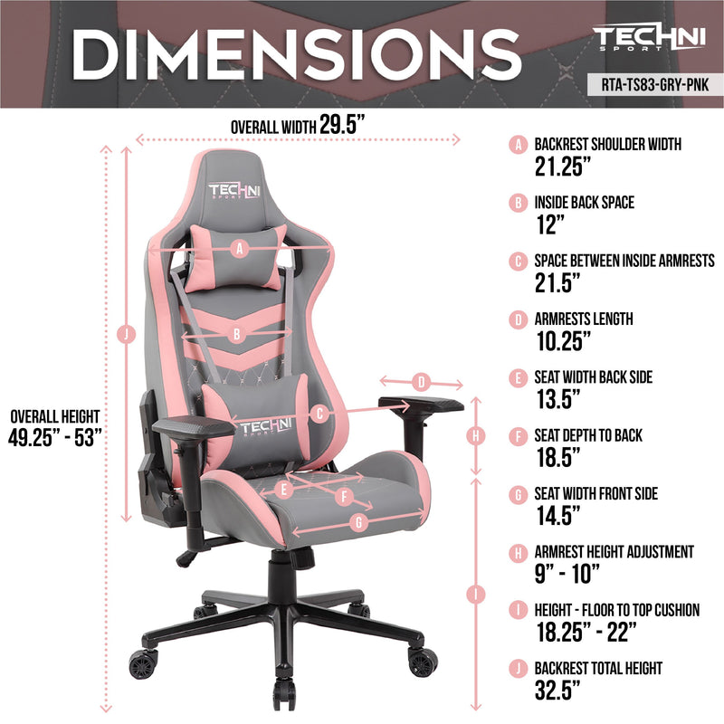 Pink & Gray GameMaster Series Gaming Chair