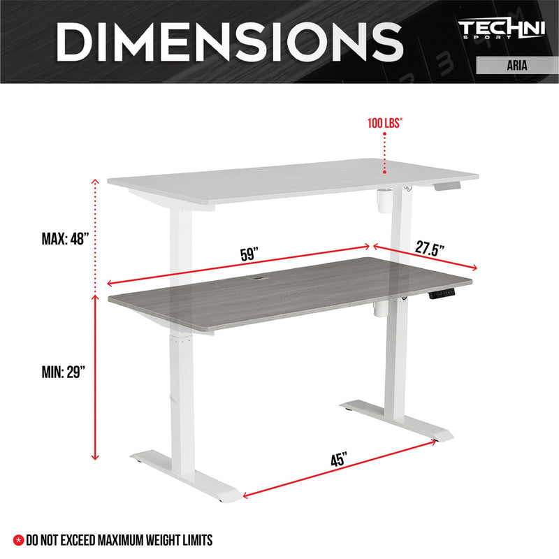 Techni Sport Adjustable Sit to Stand Gaming Desk - Aria at Gaming Girlfriends