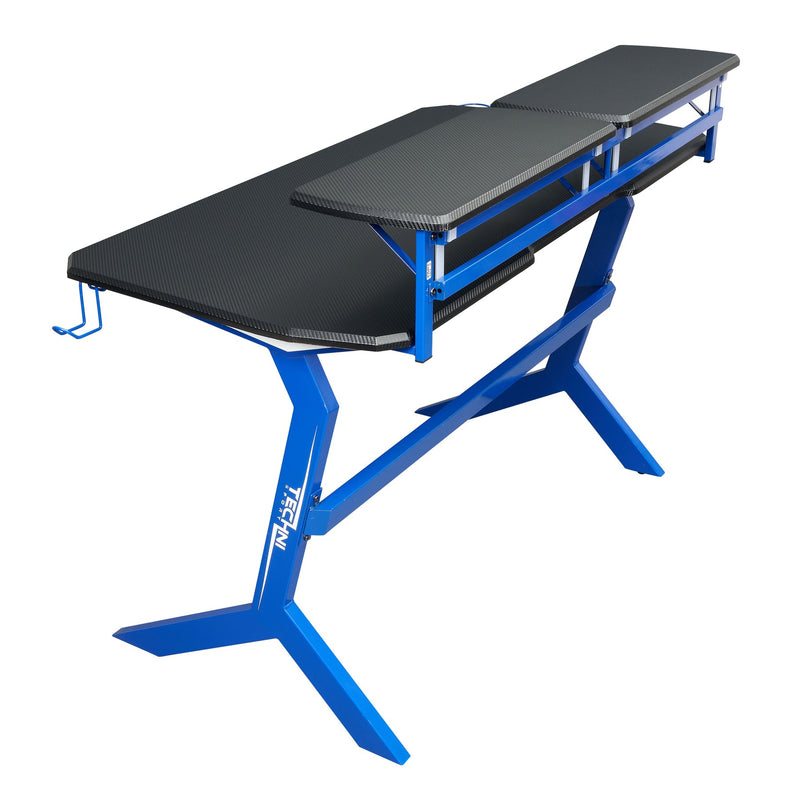 Techni Sport Blue Y-Shape Gaming Desk - Stryker at Gaming Girlfriends