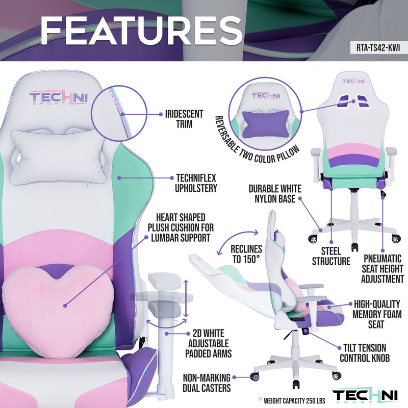Kawaii Colors Pink & White Gaming Chair