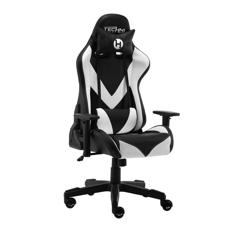 White & Black ProGamer2 Series Reclining Gaming Chair