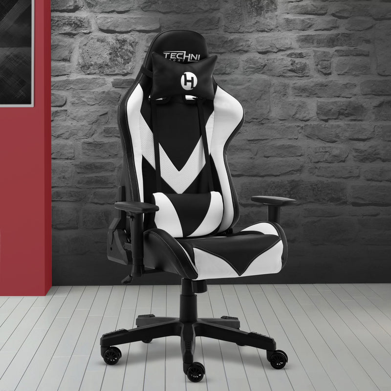 White & Black ProGamer2 Series Reclining Gaming Chair